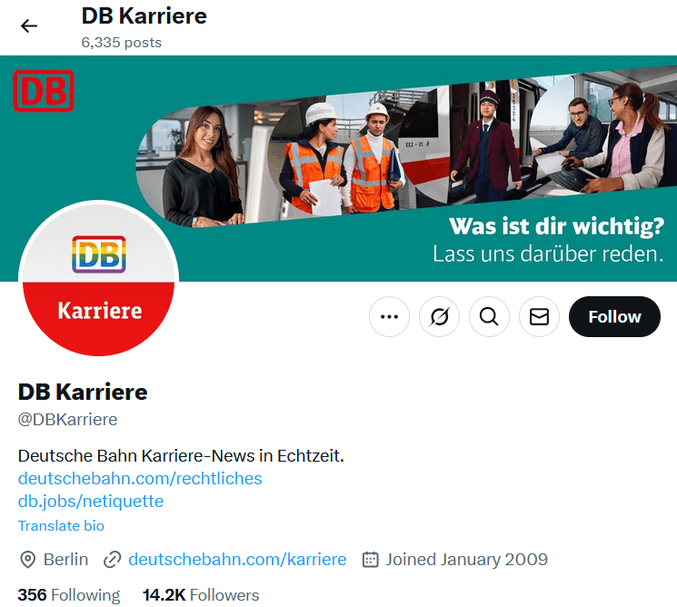 DB Employer Branding auf X