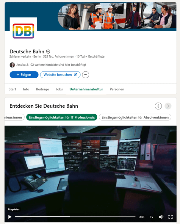 LinkedIn Unternehmenskultur Unterseite 
