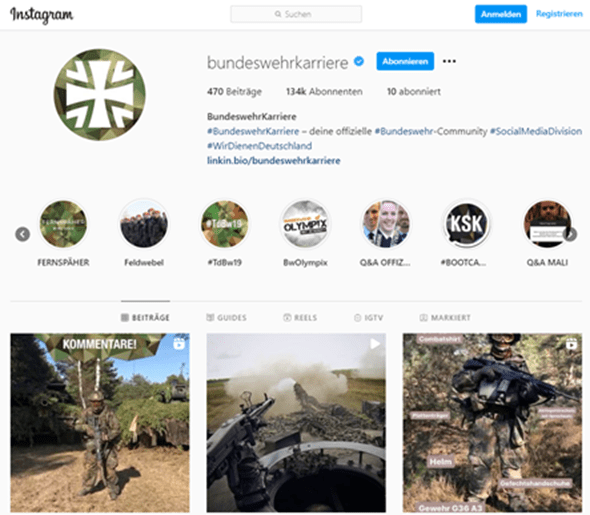Bundeswehrkarriere auf Instagram Bundeswehrkarriere auf Instagram