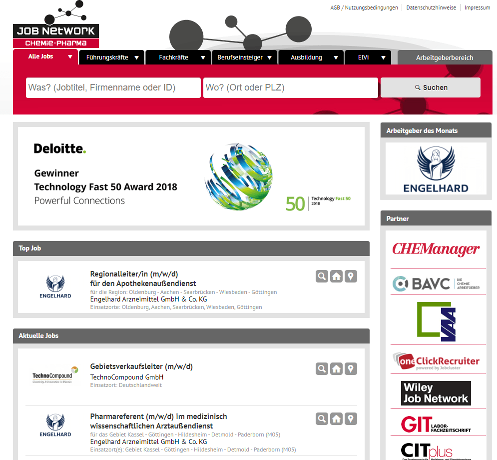 Spezialisten Jobbörse Jobnetwork Chemie-Pharma