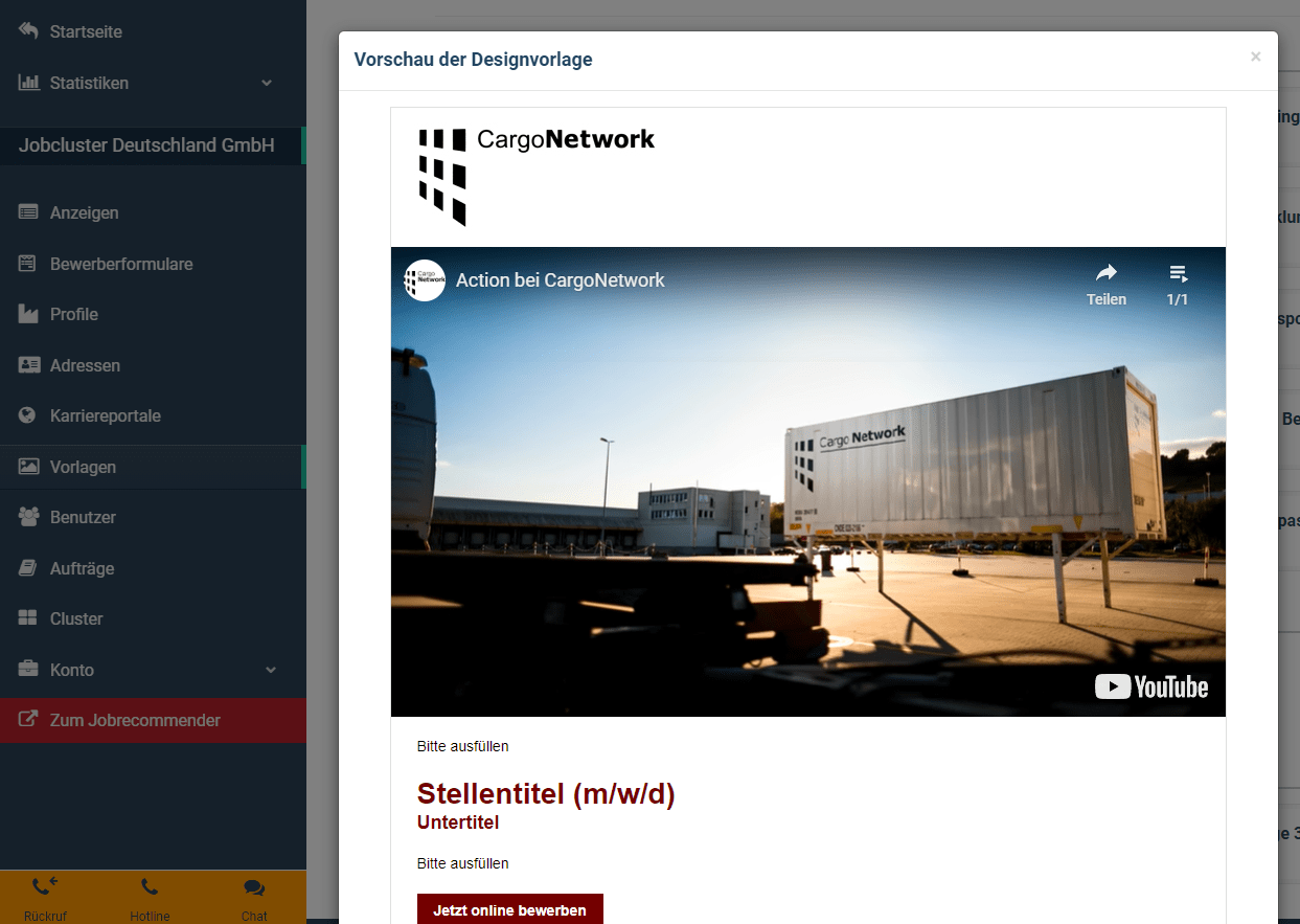 Der Recruiting Überblick zeigt KPIs zu Klicks, Interessenten und Bewerbern