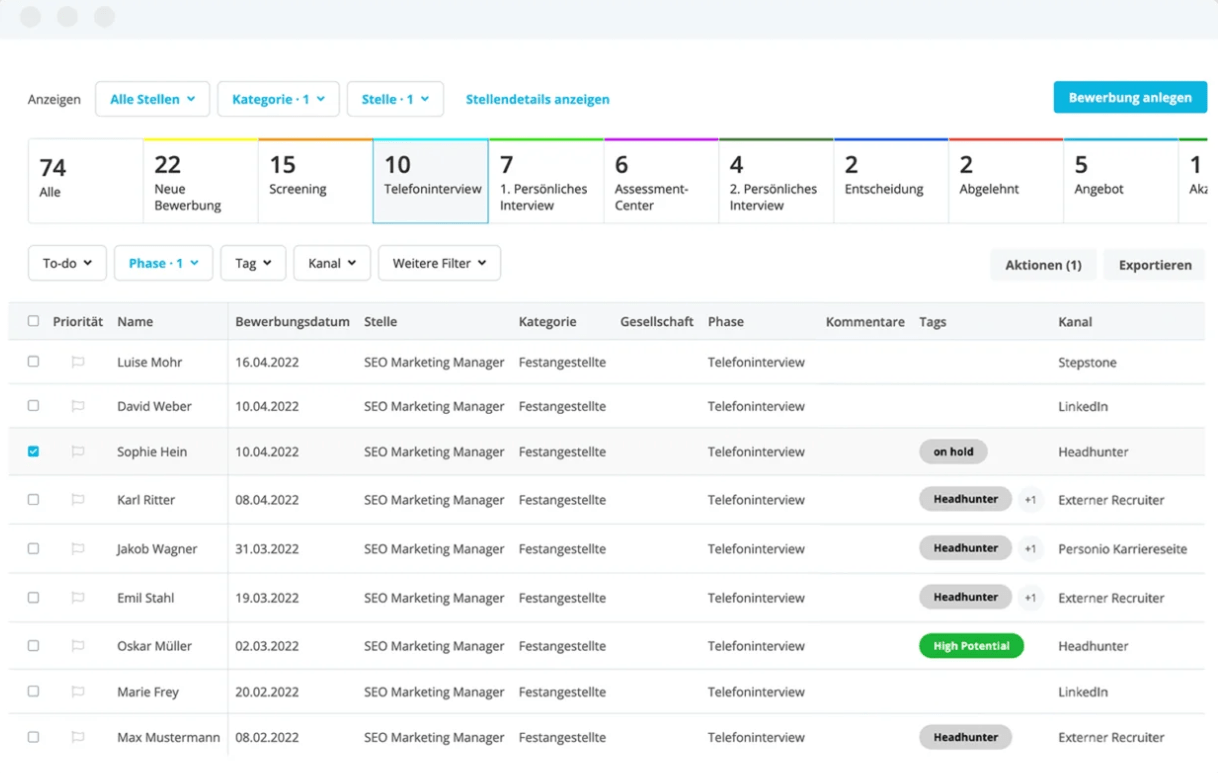 Personio Bewerbermanagementsystem
