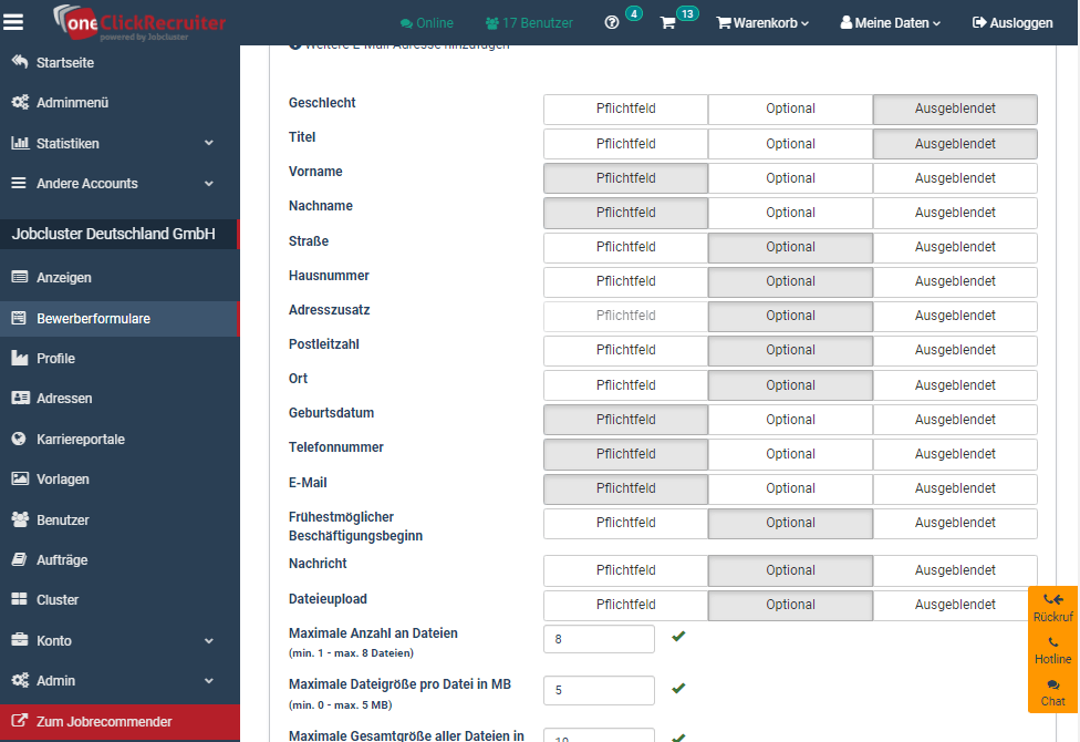 Multiposting Bewerbungsformular Individuelle Bewerberformulare per Mausklick