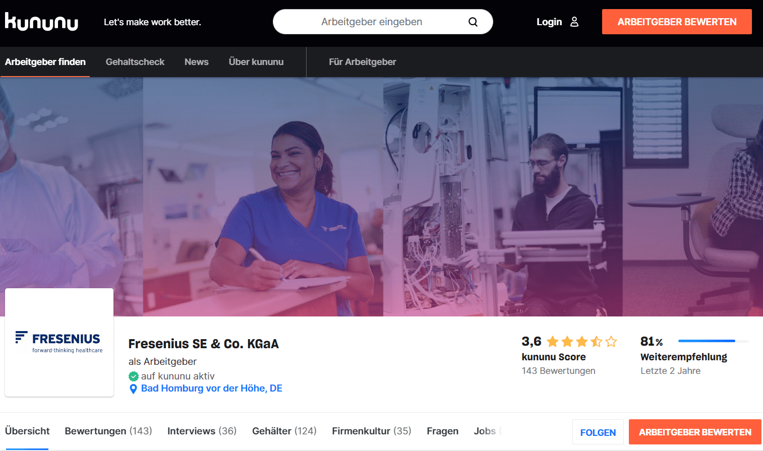 Beispiel Kununu Profil 