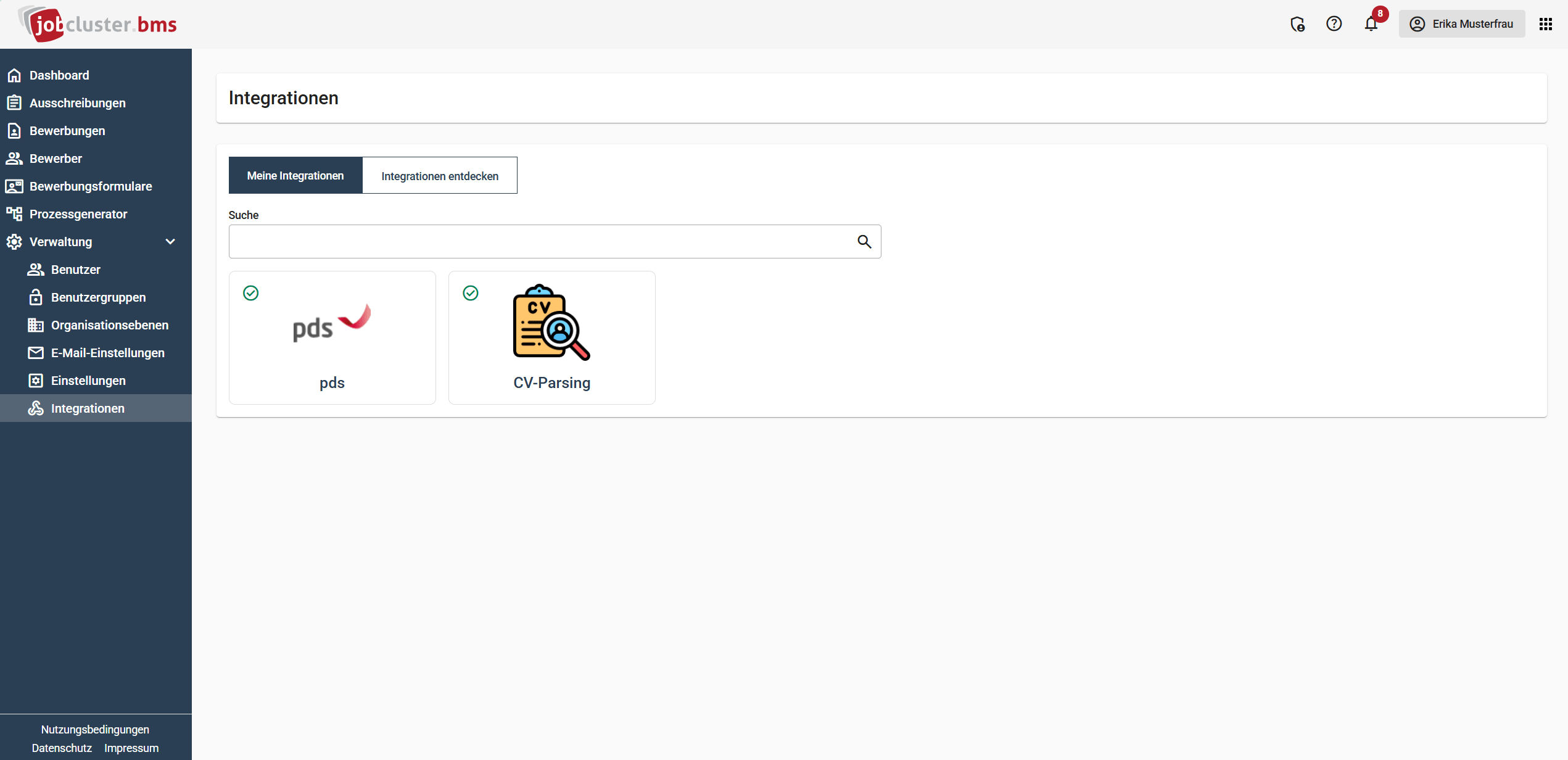 Jobcluster Bewerbermanagementsystem Bewerberakten
