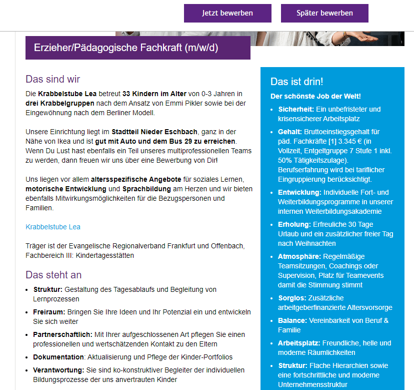 Diakonie Frankfurt und Offenbach: Stellenanzeige 