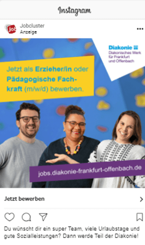 Diakonie Frankfurt Offenbach: Instagram Erzieher-Werbeanzeige