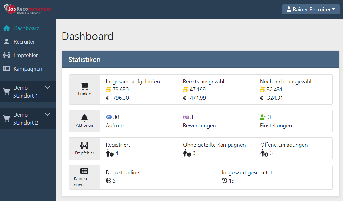 Digitales Mitarbeiterempfehlungsprogramm JobRecommender