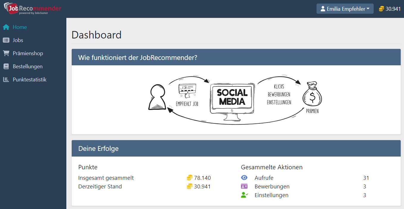 digitales Mitarbeiterempfehlungsprogramm JobRecommender