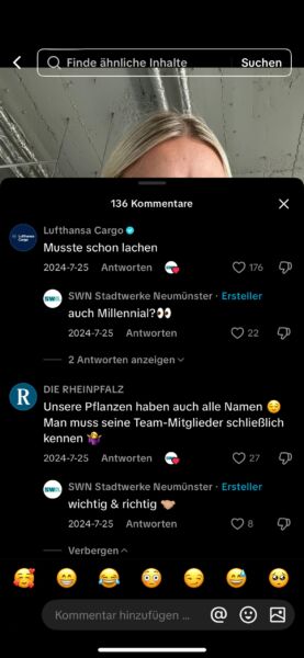 Kommentarsektion von Stadtwerke Neumünster